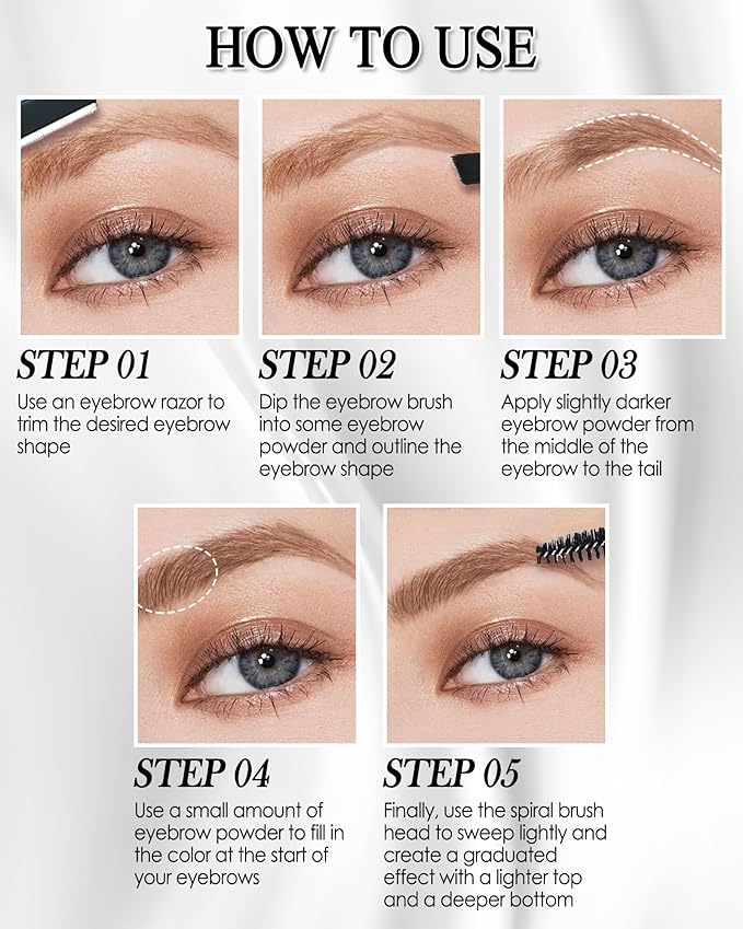 Eyebrow Powder Kit,3 Color Dark Medium Light Brown Eye Brow Powder Palette with Razor Brush, Long Lasting Waterproof Brow Filler Fill & Sculpt Full Eyebrows, Christmas Makeup Gift Set for Women-01