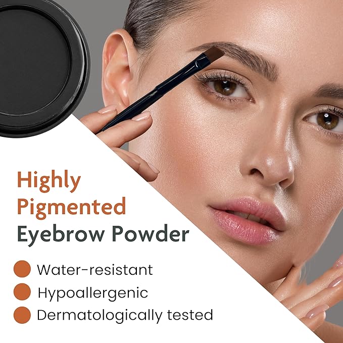 Eyebrow Powder, High Colour Pigmentation, Cruelty-Free & Vegan, Natural & Even Eyebrows (Jet Black)