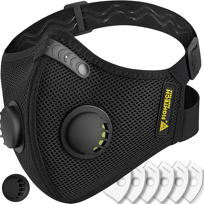 FIGHTECH Dust Mask – 3 SIZES - Reusable Face Mask with Carbon Filters and Air Valves for Woodworking, Construction, Moving