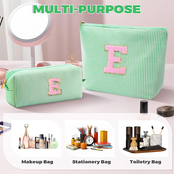 Teen Girl Travel Essentials - Birthday Gifts for Girls Teens Kids Daughter Sister Her,Cute Trendy Stuff Makeup Bag Set Cosmetic Bag - Green,E