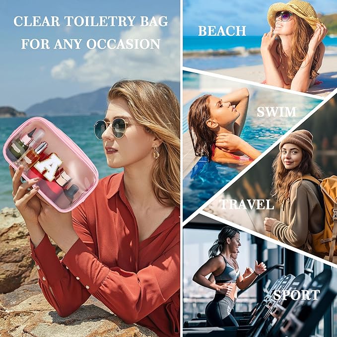YOOLIFE Birthday Gifts for Her | Travel Clear Makeup Bag Toiletry Bag, Make up Bag Waterproof Toiletry Bags for Women Cosmetic Bag Preppy Stuff Personalized Girlfriend Wife Gifts Letter C