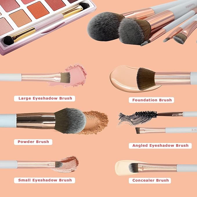 Simnice Professional Makeup Brush Set — 6Pcs Foundation Concealer Eye Shadows Makeup Brushes,Eyebrow Power Make Up Brush Kit,Travel Cosmetics Face Makeup Brushes For Women