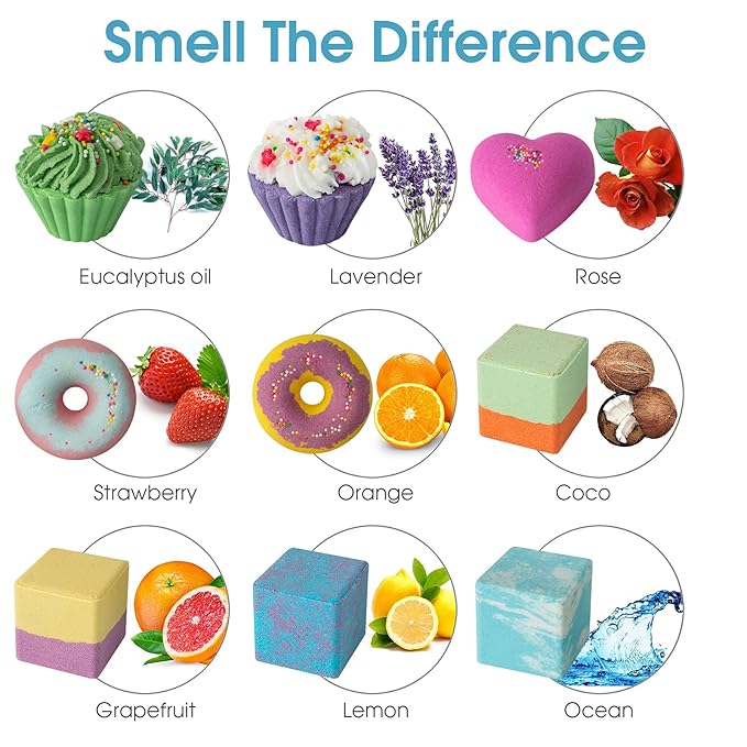 Bath Bombs,10 Natural Bath Bomb Gift Set, Organic Bubble Bath Bombs, Shea Butter Dry Skin Moisturize, Fizzy Spa Bath for Her Mom Women Kids Girls Girlfriend, Mothers Day Birthday