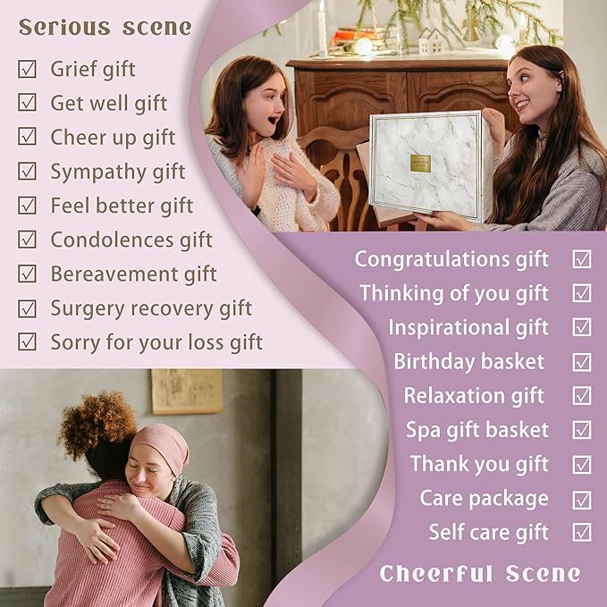 Gift Baskets For Women,12PC Birthday Gifts,Thinking Of you Gifts for Women,Care Package,Grief,Sympathy,thank you,Condolences (Purple)