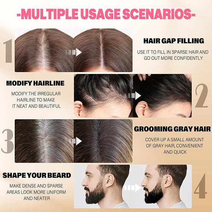 Root Touch Up Sets,Hairline Powder for Women Cover Up- Hairline Concealer for Thin and Thinning Hair, Water & Sweat Resistant,Contain Azonbey Makeup Brush (Dark Brown, Med #Makeup Brush)