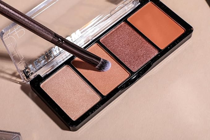 BS-MALL Travel Makeup Brushes Premium Synthetic Foundation Powder Concealers Eye Shadows 7 PCS with Triangle Puff & Storage Bag (Bright black)