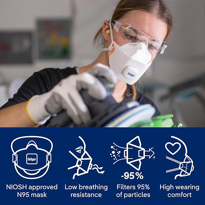 Dräger X-plore 1950 V N95 respirator mask with exhalation valve | NIOSH-approved respirator mask