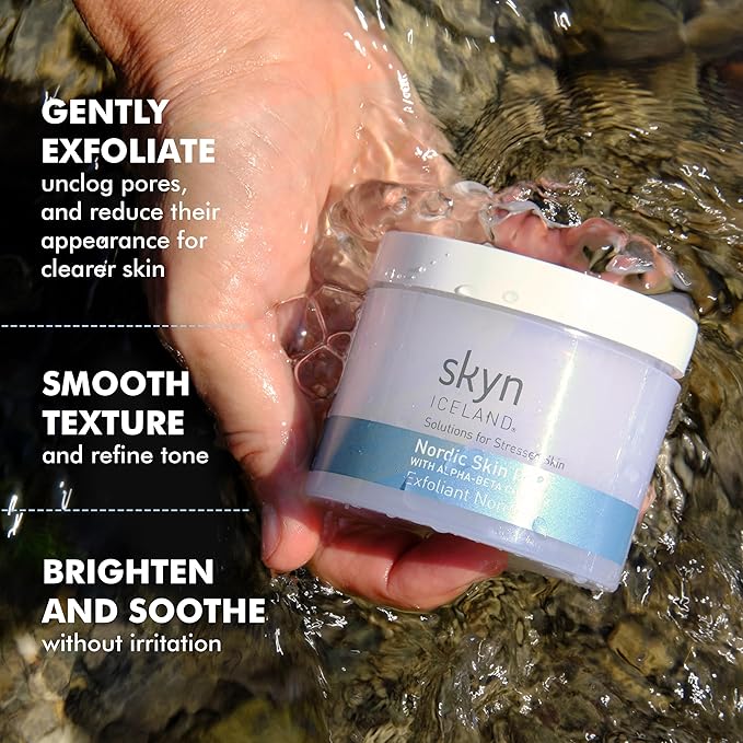 Skyn ICELAND Nordic Facial Peeling Pads With AHA and BHA. Exfoliating Toner for Breakout Prone Skin. 60 Pads