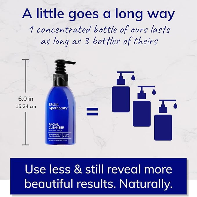 Ktchn Apothecary Natural Hydrating Foaming Facial Cleanser | NonDrying Cream-to-Foam Face Wash | High-Performing yet Gentle | Softer, Smoother Glowing Skin | Fragrance-Free for Sensitive Skin