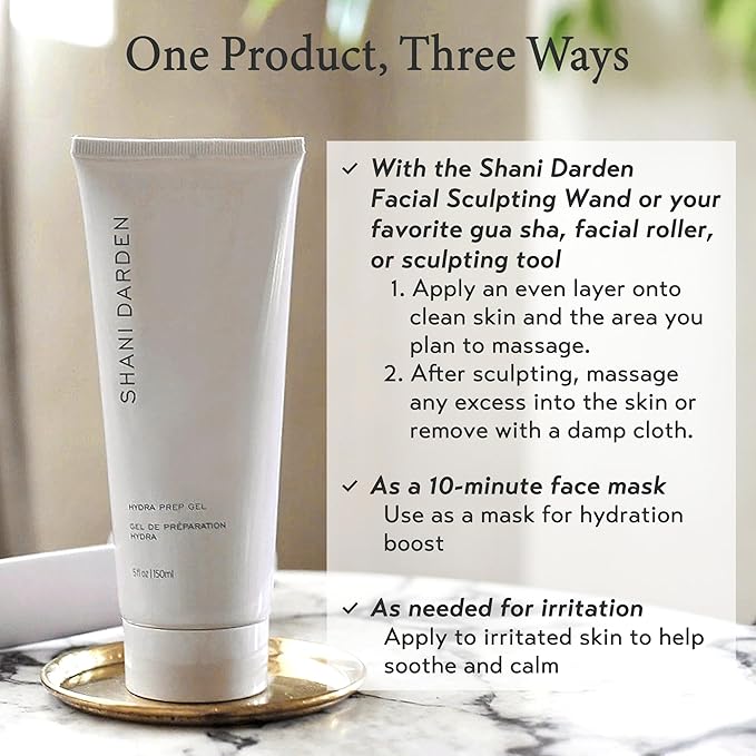 SHANI DARDEN SKIN CARE Hydra Prep Gel, Silky Hydrating Gel Serum with Aloe Vera & Hyaluronic Acid for Smooth Glide with Face Sculpting Tools, Gua Sha & Face Roller, 5.07 fl oz