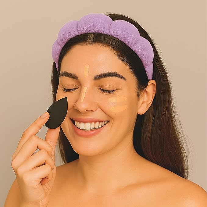 Skincare Headband - Hair band for Washing Face & Makeup Headband for Women - Terry Cloth Hairband for Spa & Skincare Routines - Perfect for Face Wash & Makeup Application (Pastel Purple)