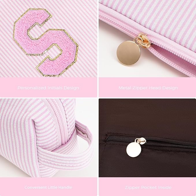 Gifts for Girls Teens Kids - Birthday Gift for Daughter Sister Her,Travel Essentials,Teen Girl Essentials,Cute Trendy Stuff Makeup Bag Set Cosmetic Bag - Pink,S