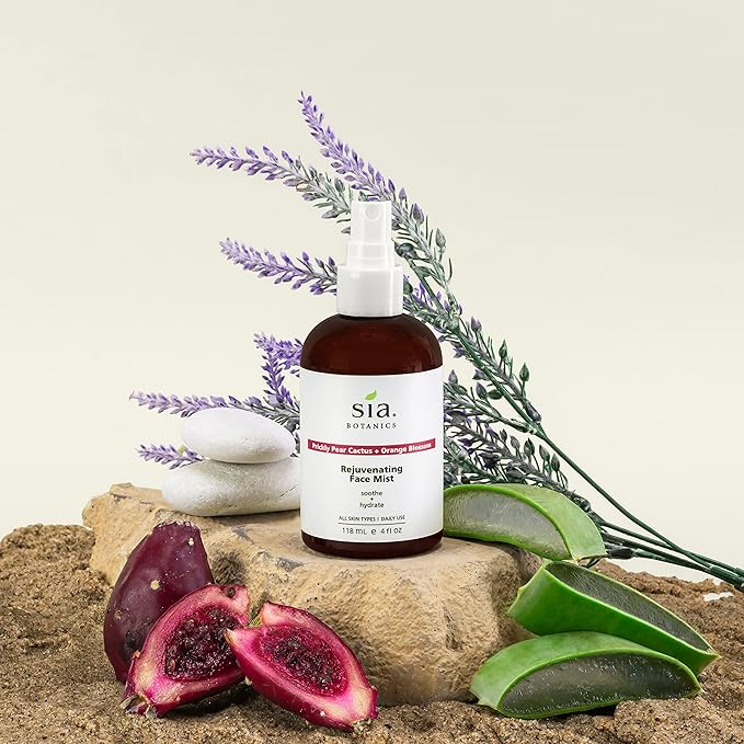 Sia Botanics Rejuvenating Face Toner Mist (118ml/4oz Bottle) | Facial Treatment w/Prickly Pear, Aloe Vera, Orange Blossom | Natural, Clean, Botanical Skincare for Women