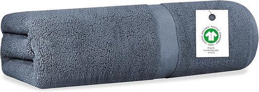 Delara Organic Cotton Luxuriously Plush Bath Sheet | GOTS & Oeko-TEX Certified | Premium Hotel Quality Towels | Feather Touch Technology| 650 GSM Long Staple|Soft, Quick Dry & Ultra-Absorbent 36"x70"