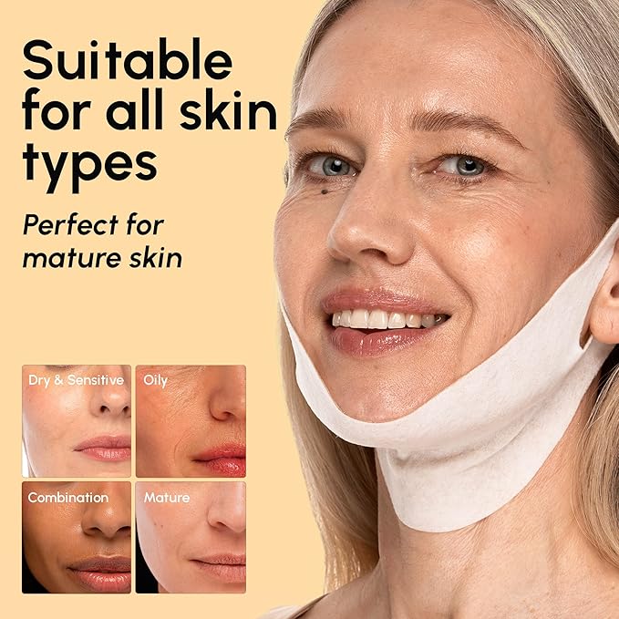 MAREE V Line Lifting Mask with 24K Gold – Deep Collagen Face Mask for Women – Jawline Shaper Mask with Retinol & Hyaluronic Acid – Neck Tightening & Firming - Double Chin Strap for Face Lift