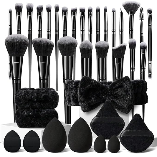36Pcs Black Makeup Brushes Set Professional Makeup Kit Multi-functional Makeup Tool Set with Facial Makeup Accessories, Foundation Makeup Brush Kit Eye and Face Make up Brushes & Tools