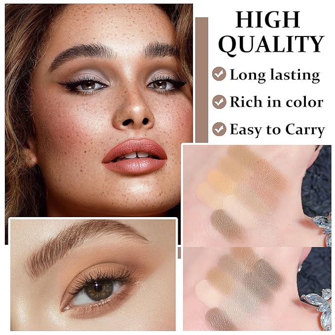 9 Color Matte Naked Eyeshadow Palette - Natural Nude, Smoky Brown, Taupe Ultra-Blendable Highly Pigmented Eye Shadows with Brush - 04 Milk Tea
