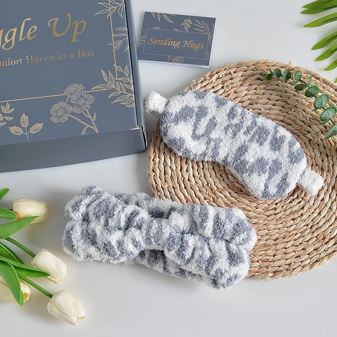 Get Well Soon Self Care Birthday Box Gift Basket for Her, Care Package for Women Leopard Print Gifts for Women Mom Wife Daughter Sister Friends Leopard Grey