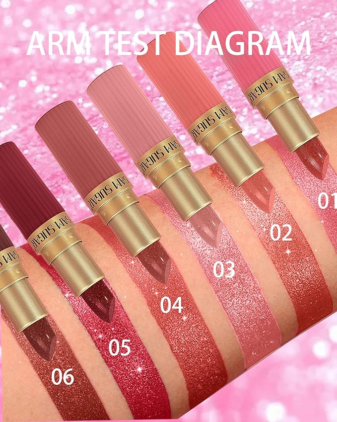 Rose Red Sparkling Glitter Lipstick, Long Lasting Shimmer Metallic Lipstick for Women Glitter Nude Waterproof Lip Gloss, Diamond Shiny Non-Stick Lipgloss Liptint Blam Lip Color labiales Makeup Gift-05