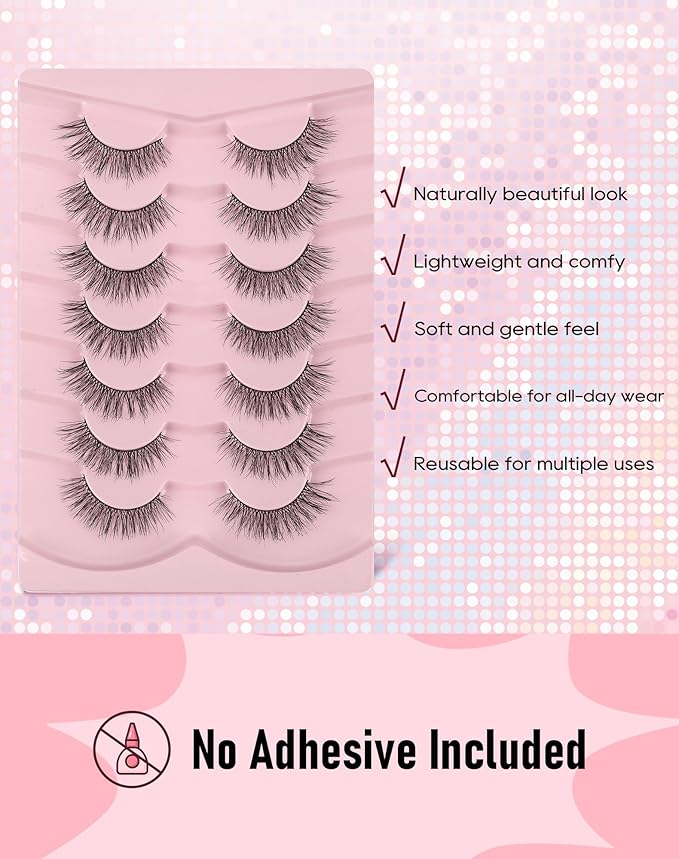 Frihappy Natural Looking False Eyelashes Natural Lashes False Lashes Wispy Lashes C Curl Lashes 15mm Lashes 3D Air-Isis