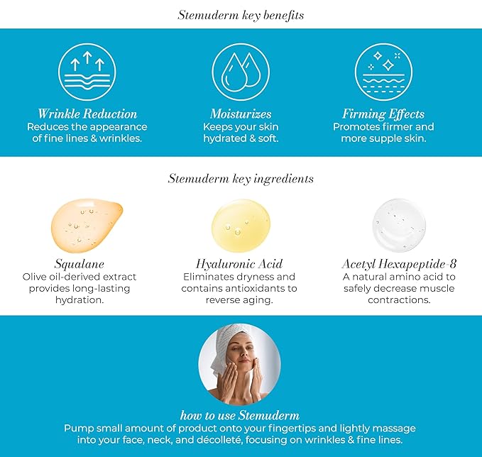 Stemuderm Face & Eye Cream - Anti Aging Skincare - Daily Moisturizer for Fine Lines, Wrinkles & Eyebags - Supports Natural Collagen Production & Elastin - Organic Plant Based Stem Cells - 1.75 fl oz