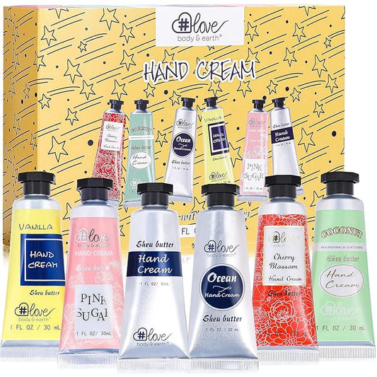 BODY & EARTH # LOVE Hand Cream Gift Set Hand Lotion Sets for Women Gift, Pack of 6 Advanced Repair Hand Cream for Dry Hands Non-greasy, Mothers Day Gifts for Mom, Women Birthday Gift for Her