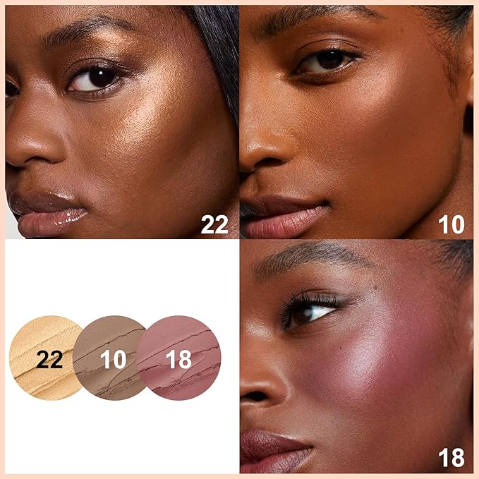FOCALLURE 3PCS Cream Contour Stick - Highlighter Bronzer Blush Set for Face Sculpting, Non-Greasy Longwear Makeup, Easy to Blend with Natural Matte Finish,SET 5