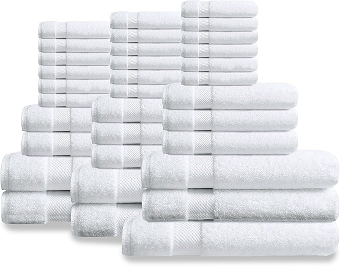 Delara Organic Cotton Luxuriously Plush Bath Towel 33 Piece Set|GOTS & Oeko-TEX Certified|Premium Hotel Quality Towels|Feather Touch Technology|650 GSM Long Staple|Soft, Quick Dry & Ultra-Absorbent
