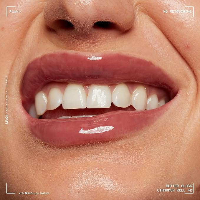 NYX PROFESSIONAL MAKEUP Butter Gloss, Non-Sticky Lip Gloss - Cinnamon Roll (Dusty Nude Mauve)