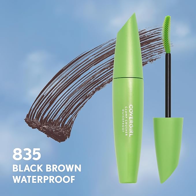 COVERGIRL Clump Crusher Waterproof Mascara, 20X More Volume, Double Sided Brush, Long-Lasting Wear - 835 Black Brown Waterproof (Pack of 1)