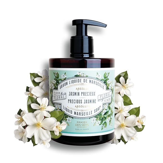 Panier des Sens - Moisturizing Hand Soap - Jasmine Floral Fragrance - French Traditional Savon de Marseille Soap - Refillable Kitchen & Bathroom Soap - 16.9 Fl.oz Liquid Hand Wash 96% Natural