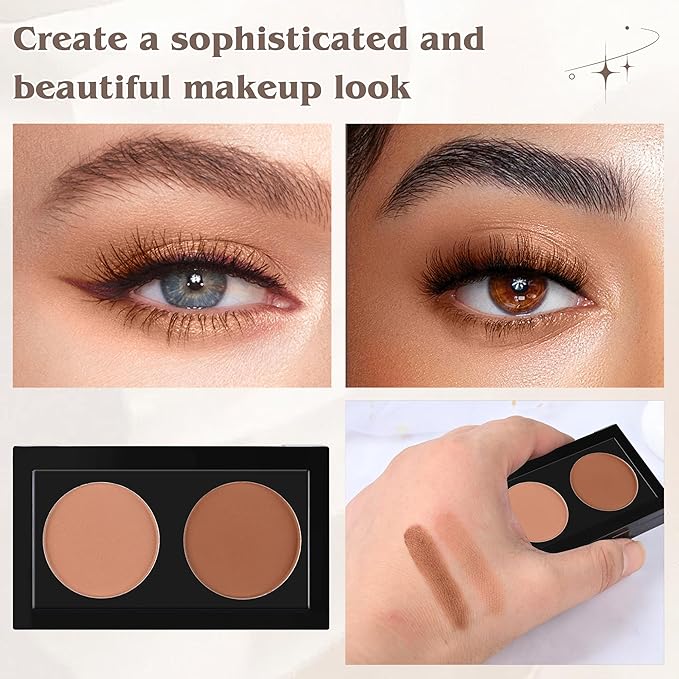 Duo Eye Shadow Powder，Nude&Light Brown Matte Eyeshadow Makeup Palette，Neutral Shades Eyeshadow Palette for Woman Daily Eyes Looks，Highly Pigmented，Smooth, Blendable，sombras de ojos, Cruelty-Free 03