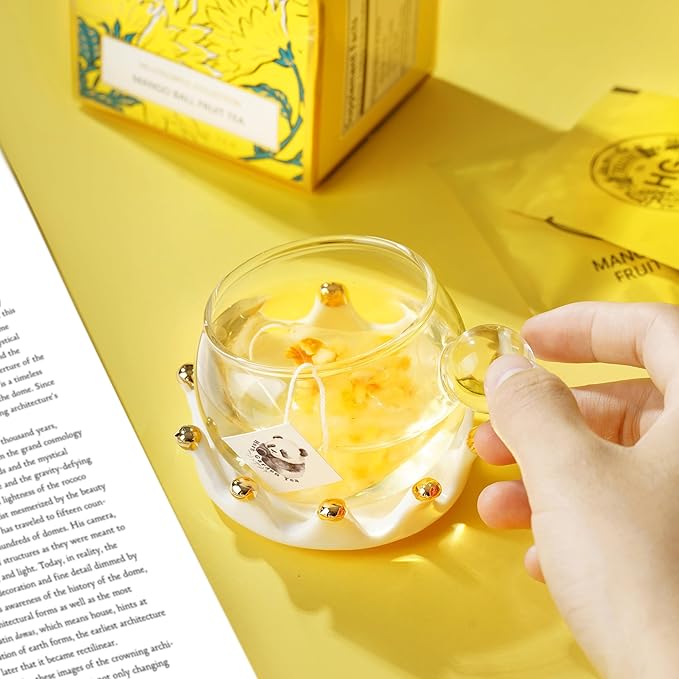 Mango Ball Fruit Tea Gift Set – Fruity Herbal Blend with Natural Ingredients | 20 Tea Bags + 100g Rock Sugar | Caffeine-Free Daily Wellness Tea | Refreshing Tropical Flavor | Holiday Gift Box for Women & Friends