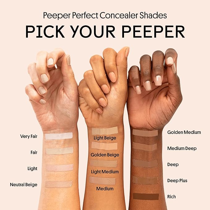 Winky Lux Peeper Perfect Under Eye Concealer, Makeup & Eye Brightener, Full Coverage Concealer for Dark Circles, Color Corrector & Eye Primer With Collagen, Hyaluronic Acid & Vitamin E (Neutral Beige)