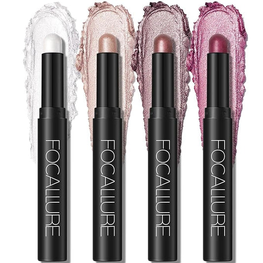 FOCALLURE 4PCS Cream Eyeshadow Stick Sets,Highlighter Eye Shadow Pencil with Crease-proof Formula,Long Lasting Waterproof Eyes Makeup,Twilight Bouquet
