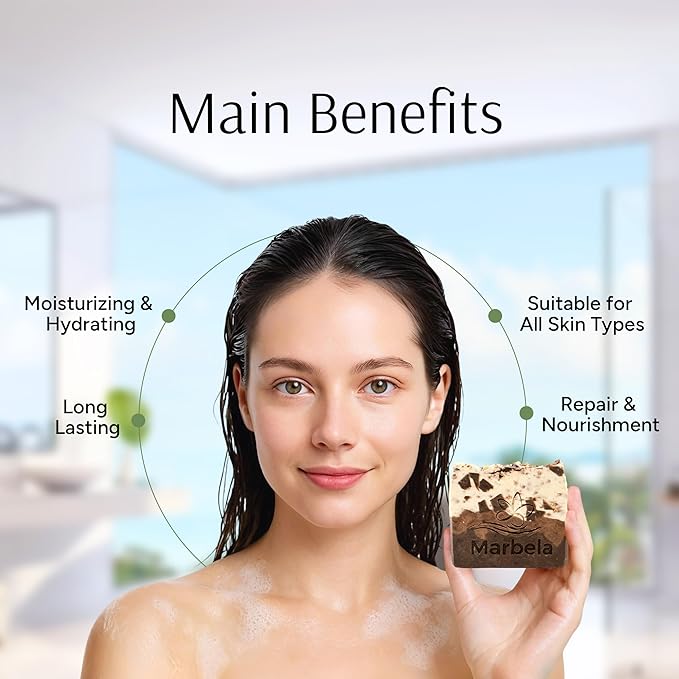 Marbela Cosmetics Chocolate Chunk Handmade Soap Bar - Made in USA, Vegan Friendly, Palm Oil Free, Natural Bar Soap - Gentle Face & Body Soap for Daily Skin Care, Moisturizing & Nourishing - 3.5 oz