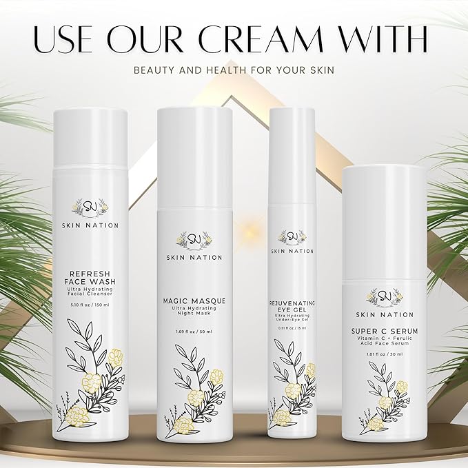 Skin Nation Renew Face Cream, Hydrating Moisturizer with Peptides, Hyaluronic Acid & Green Tea, Lightweight Plant-Based Cream for Smooth, Radiant Skin, 1.7 oz