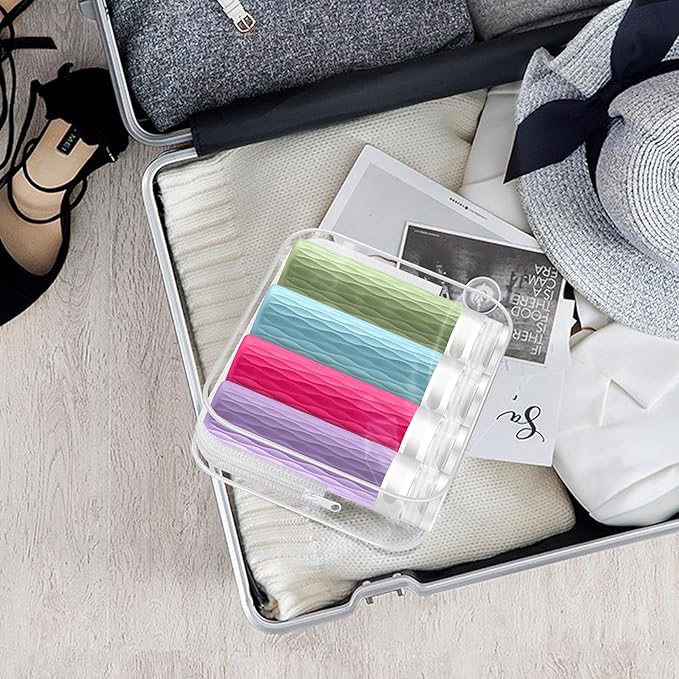 Travel Bottles for Toiletries, TSA Approved 3.4oz Travel Size Containers, BPA Free Leak Proof Silicone Traveling Bottles, Refillable Travel Essentials Kits for Shampoo Conditioner(4 Pack)-C