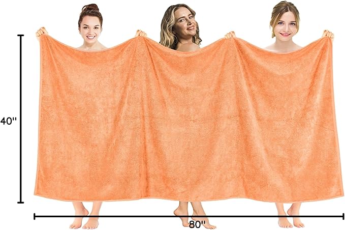 American Soft Linen Oversized Bath Sheet 40x80 Extra Large for Bathroom, 600 GSM 100% Cotton Turkish Jumbo Bathsheet Towels for Adults Malibu Peach Bath Sheet