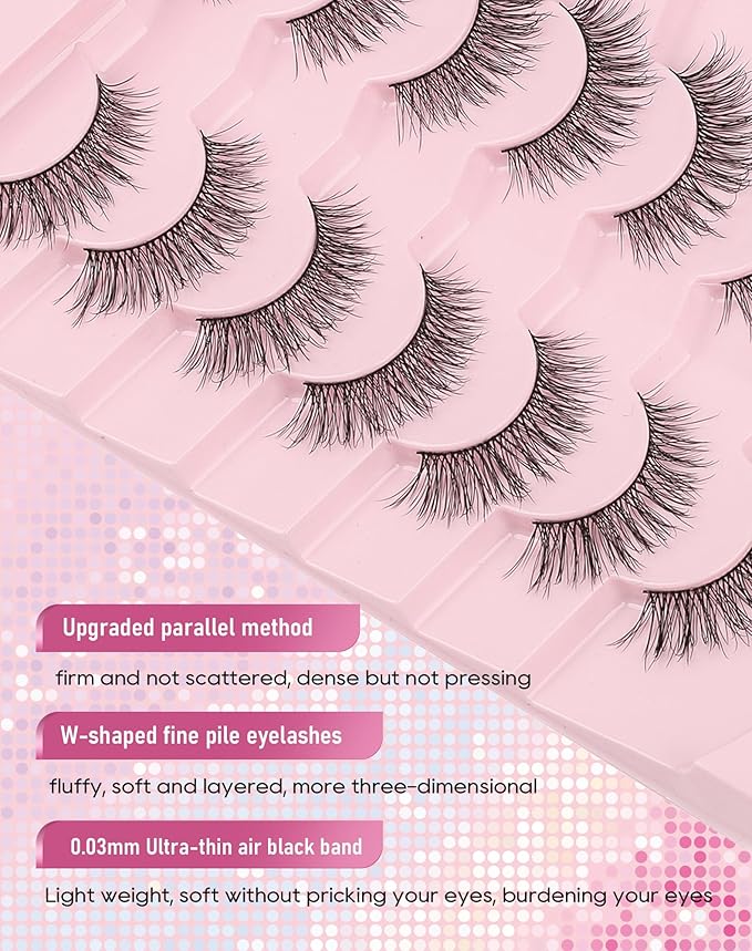 Frihappy Natural Looking False Eyelashes Natural Lashes False Lashes Wispy Lashes C Curl Lashes 15mm Lashes 3D Air-Isis