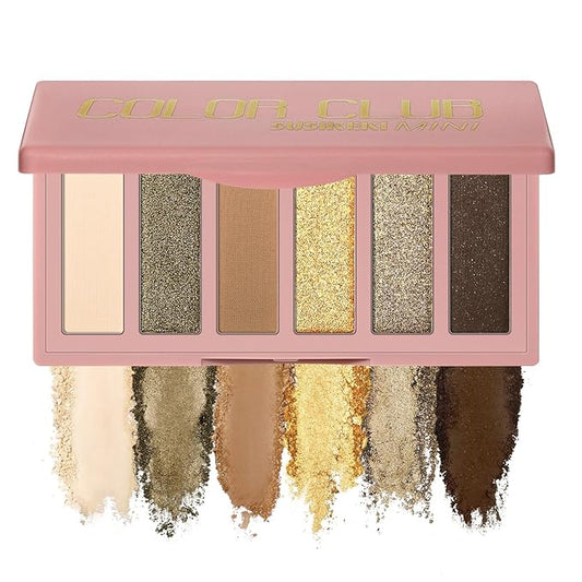 6 Colors Mini Eyeshadow Makeup Palette Olive-colored Neutral Tone Eye Shadow Matte & Shimmer Nude Make Up Pallet with Mirror Blendable Highly Pigmented Travel Size Gift Kit 04