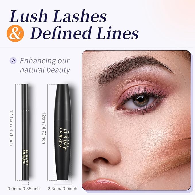 4D Mascara And Eyeliner Set Black Brown Long Lasting Mascara Waterproof Eyeliner Kit (Black)