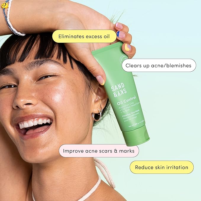 Sand & Sky Oil Control Blemish Clearing Clay Face Mask with Salicylic Acid & Niacinamide - Blemish Fighting Mask, Minimizes Redness, Tightens Pores