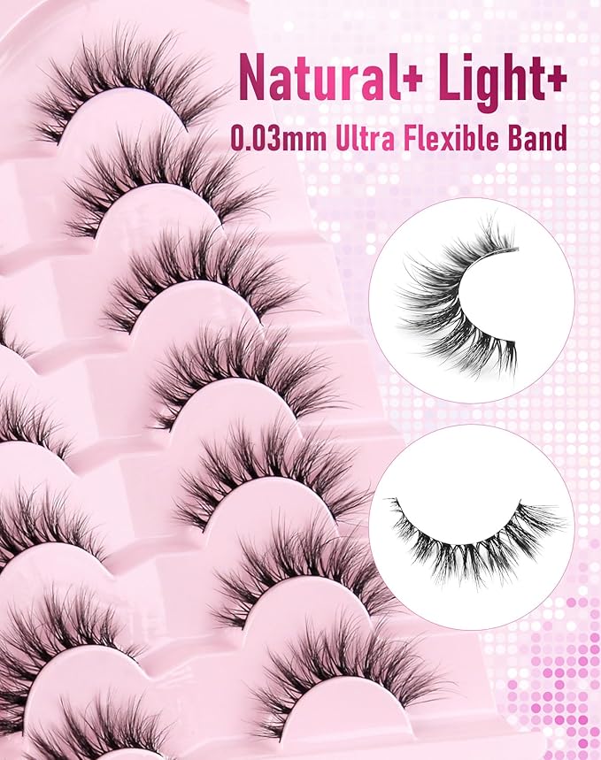 Frihappy Mink Eyelashes Fluffy Lashes Cat Eye Lashes Natural Eyelashes Wispy Lashes Fake Eyelashes False Lashes Mink Lashes FRH-305