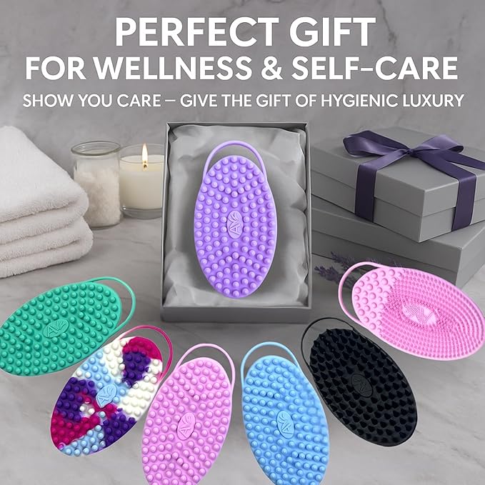 Avilana Silicone Body Scrubber - Food Grade & Lab Tested, Gentle Exfoliating Shower Brush for All Skin Types, Hygienic Quick-Dry Loofah Alternative, BPA-Free Body Brush