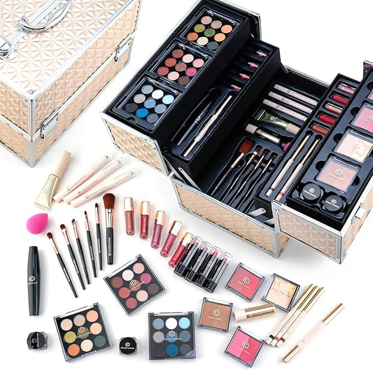 Color Nymph Professional Makeup Kits For Girls, Teenage Girls Makeup Kit with Storage Case Make Up Kit For Women Cosmetics Full Kit, Individual Packing Eyeshadow Blush Lipstick Mascara etc -Gold