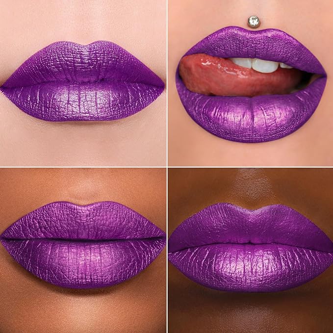 MAKI YIKA Purple Lipstick for Women Metallic Lipsticks Glitter Long Lasting Lipstick No Smudge No Transfer Liquid Lip Gloss (BR18 Amethyst)