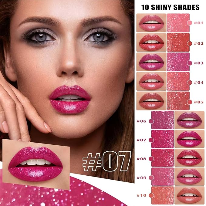 Rose Red Lipstick For Women Matte Nude Glitter Shimmer Metallic Highly Pigmented Moisturizing Lip stick Hypoallergenic Waterproof Long Lasting Lipsticks Quick Makeup Lightweight Portable 08#