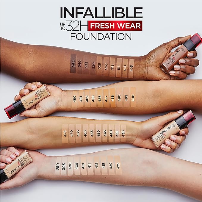 L'Oreal Paris Makeup Infallible Up to 32 Hour Fresh Wear Lightweight Foundation, 470 Radiant Honey, 1 Fl Oz, Packaging May Vary