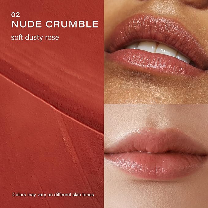 Melixir Vegan Lip Butter #02 Nude Crumble, Hydrating Tinted Lip Balm Stick, Bee-Free, Petrolatum-Free, Plant-Based With Shea Butter, Nourishing Care for Dry, Chapped Lips, Natural Finish